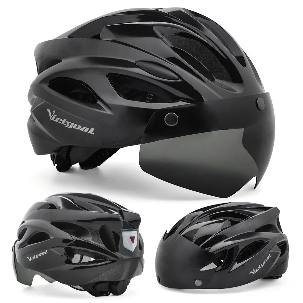 VICTGOAL Fahrradhelm mit Brille & LED – MTB Helm