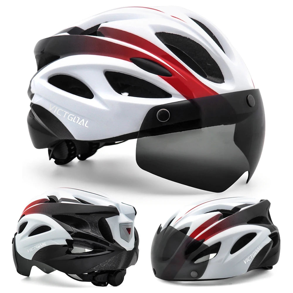 VICTGOAL Fahrradhelm mit Brille & LED – MTB Helm