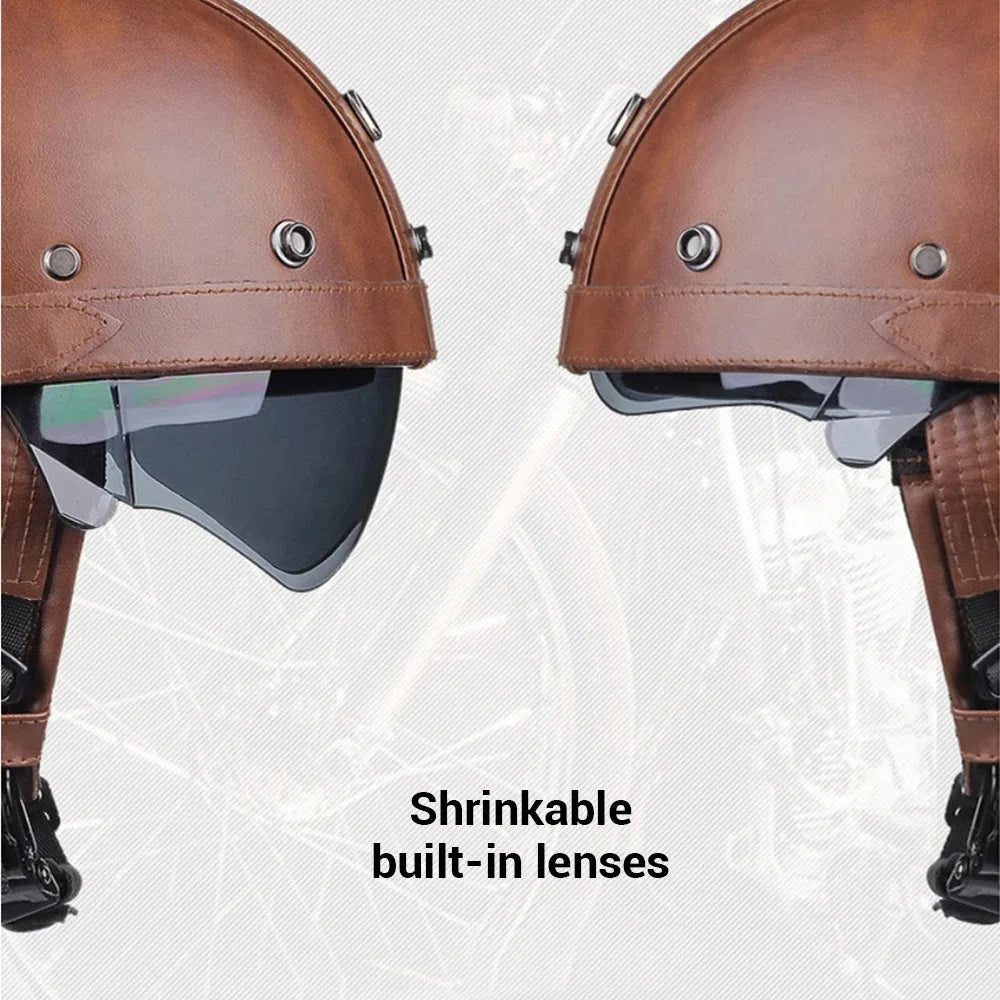 HEROBIKER Retro Halbhelm mit Visier – DOT/ECE