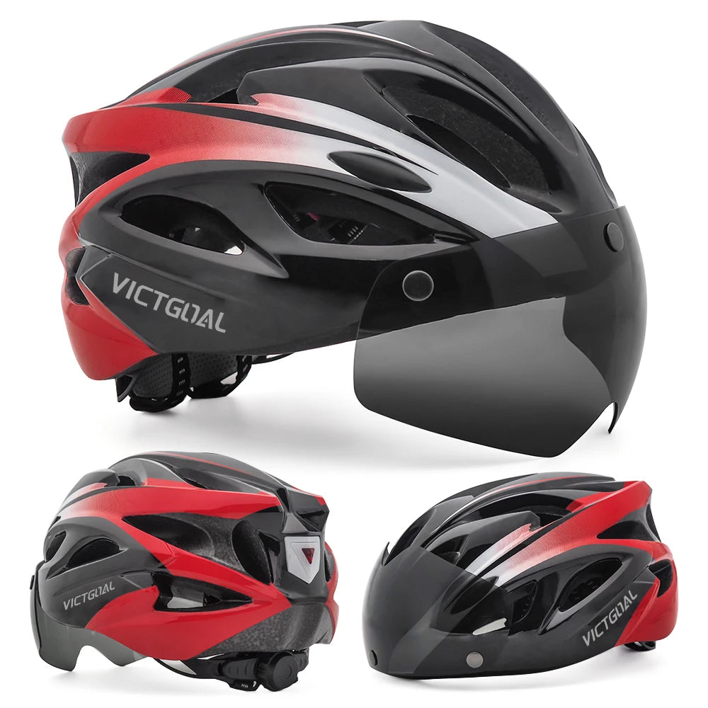 VICTGOAL Fahrradhelm mit Brille & LED – MTB Helm