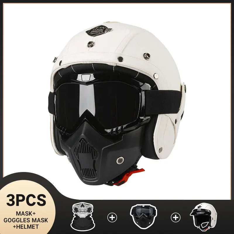 Retro Half Helmet – Leather Look, DOT Certified