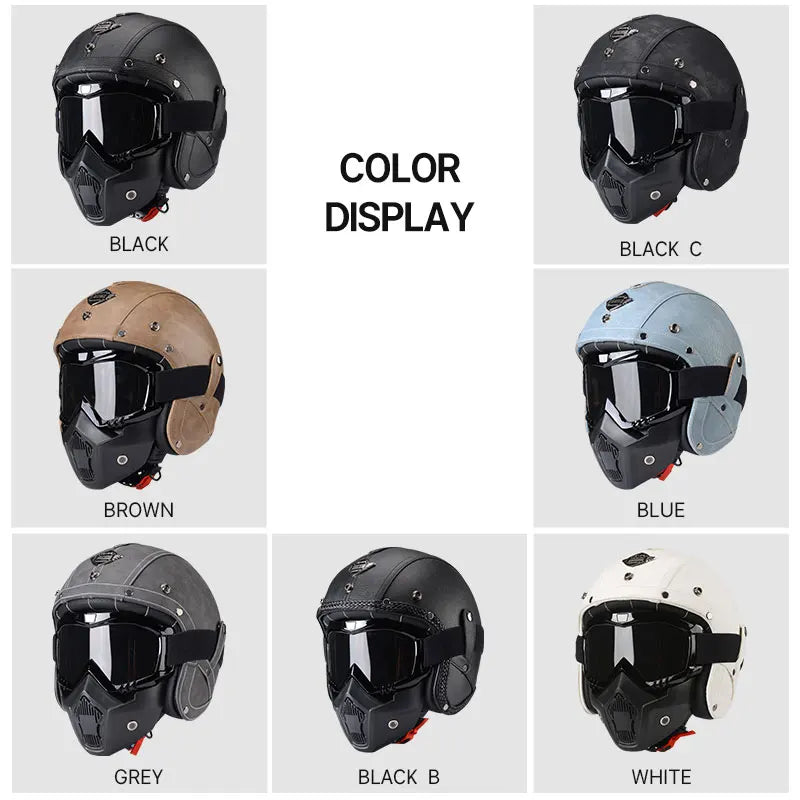 Retro Half Helmet – Leather Look, DOT Certified