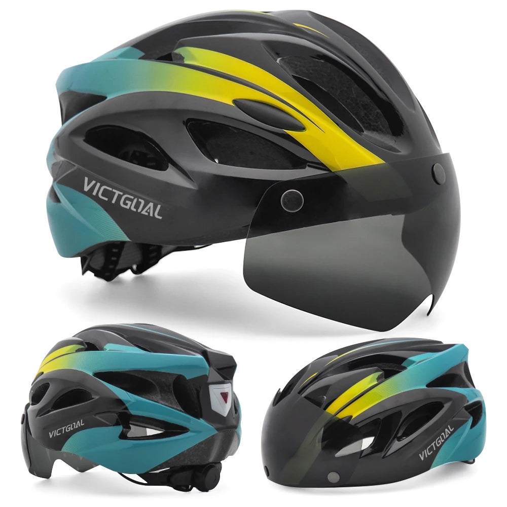 VICTGOAL Fahrradhelm mit Brille & LED – MTB Helm