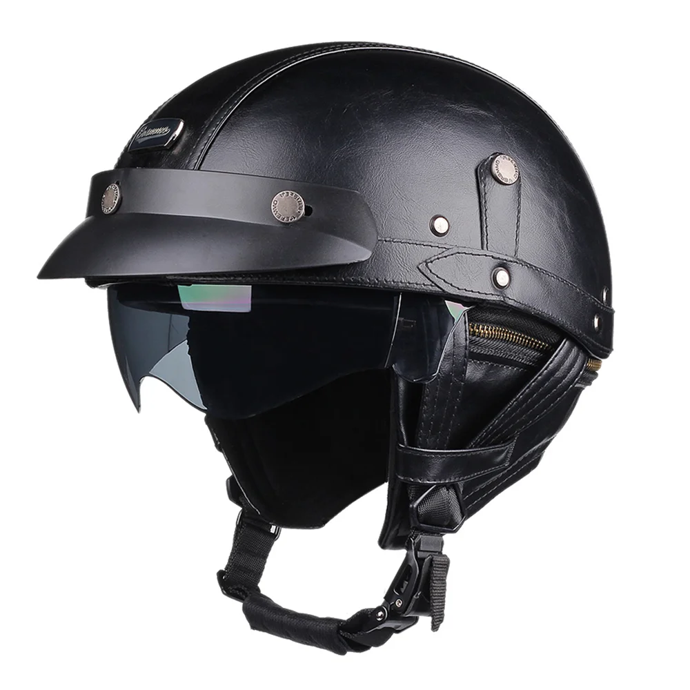 HEROBIKER Retro Halbhelm mit Visier – DOT/ECE