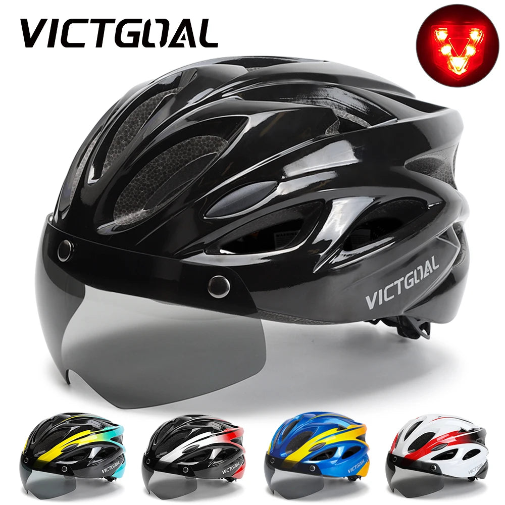 VICTGOAL Fahrradhelm mit Brille & LED – MTB Helm