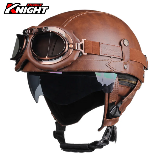 HEROBIKER Retro Halbhelm mit Visier – DOT/ECE