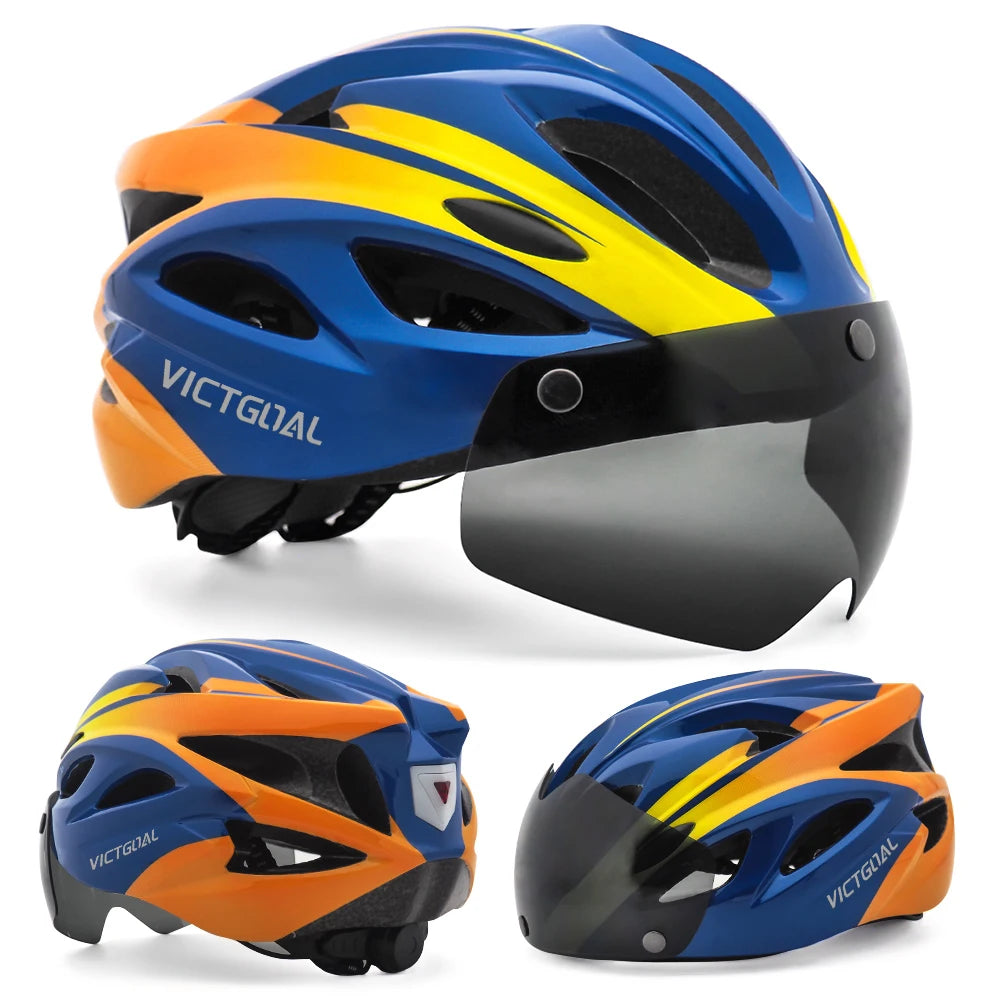 VICTGOAL Fahrradhelm mit Brille & LED – MTB Helm